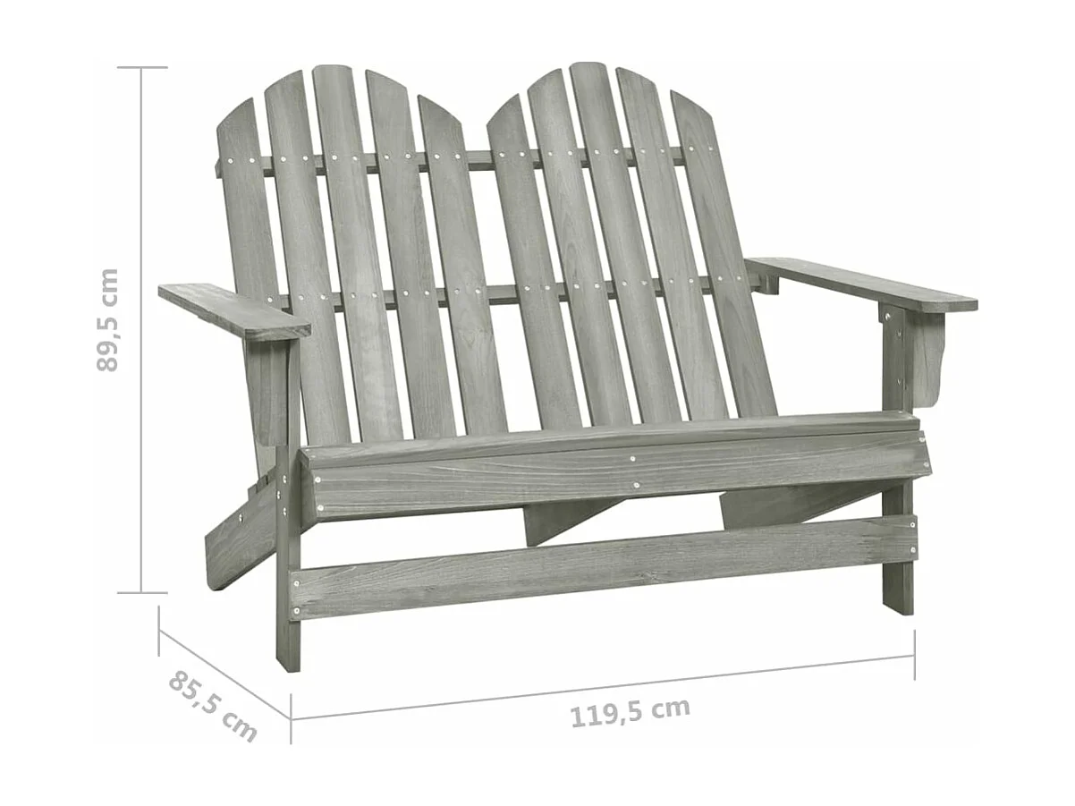 Sedia da giardino Adirondack 2 posti in legno massello di abete grigio