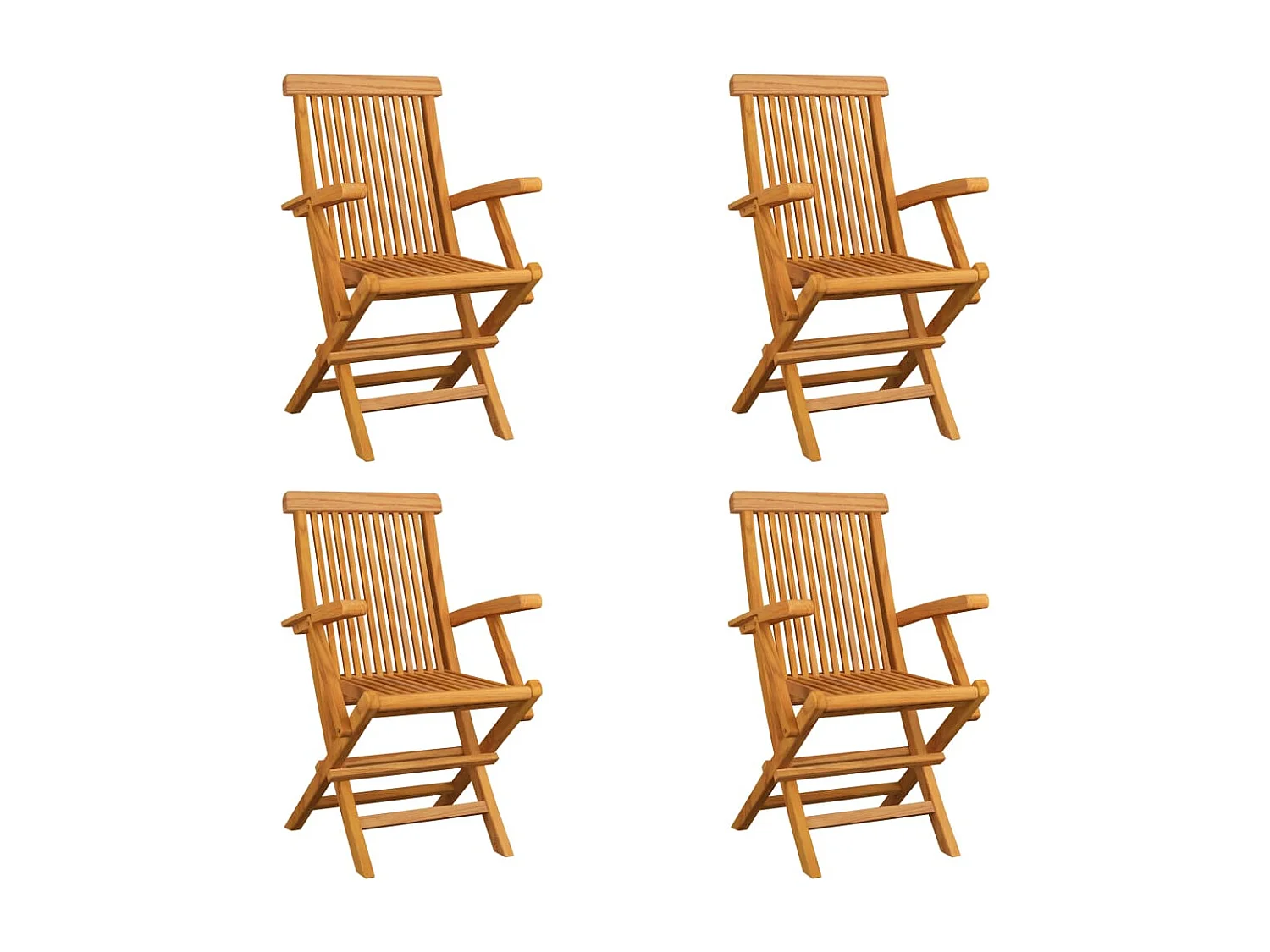 Juego de 4 sillas de jardín plegables. Madera maciza de teca.