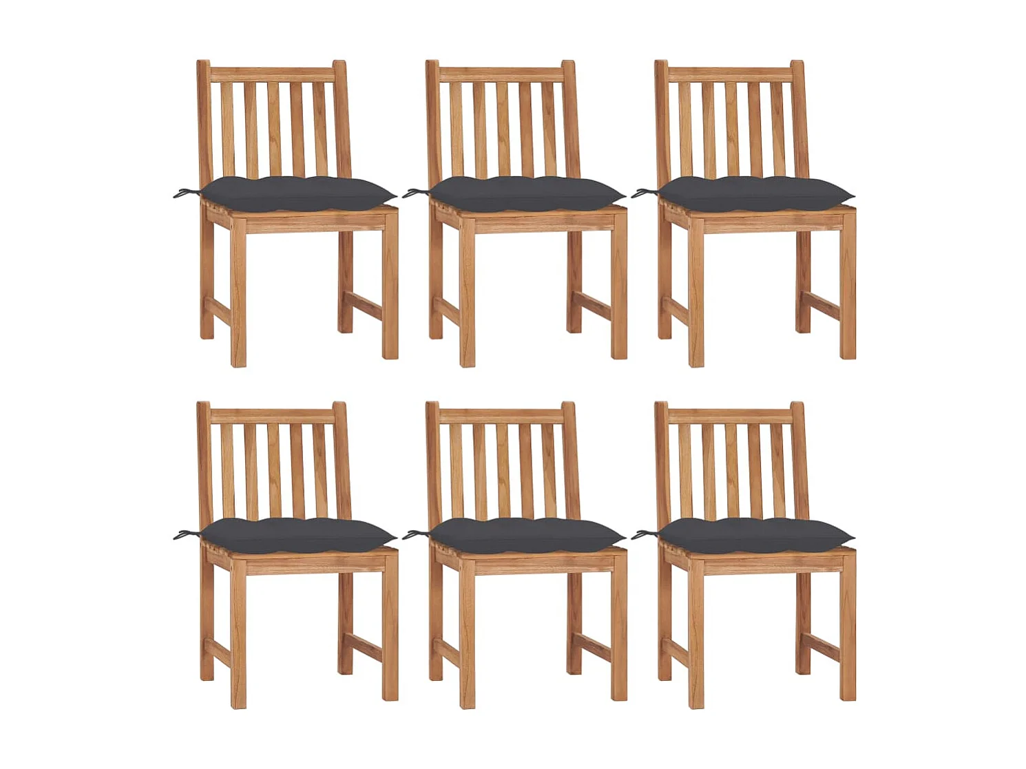 Chaises de jardin 6 pcs avec coussins Bois de teck massif