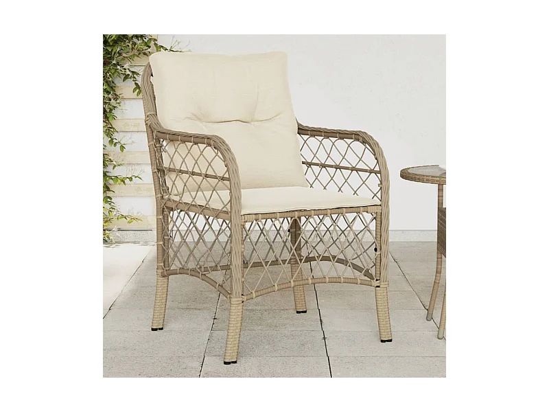 Set di 2 sedie da giardino con cuscini in resina intrecciata beige