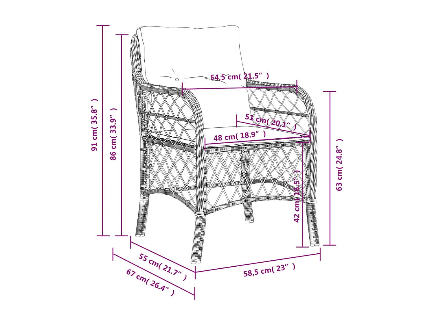 Chaises de jardin avec coussins lot de 2 beige résine tressée