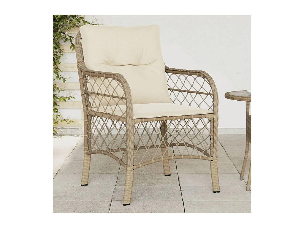 Chaises de jardin avec coussins lot de 2 beige résine tressée