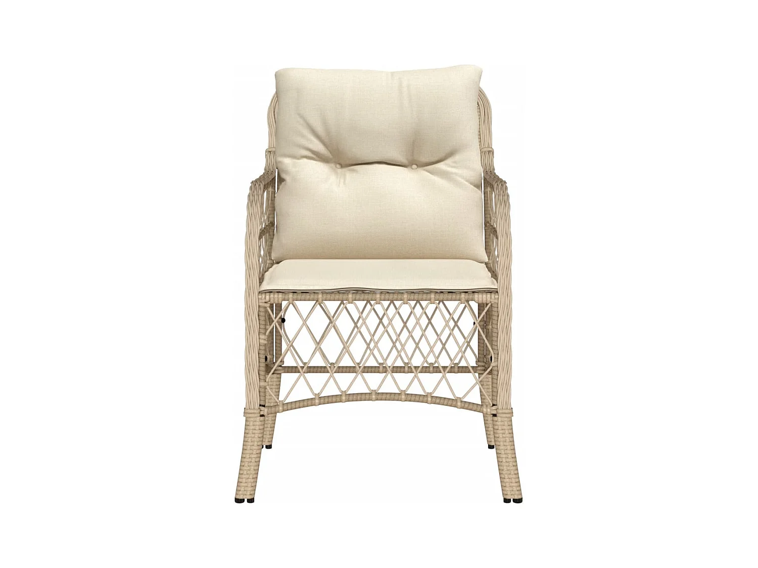 Set di 2 sedie da giardino con cuscini in resina intrecciata beige