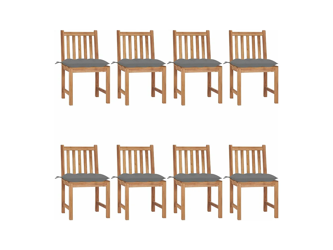 Sedie da giardino 8 pezzi con cuscini Legno massello di teak