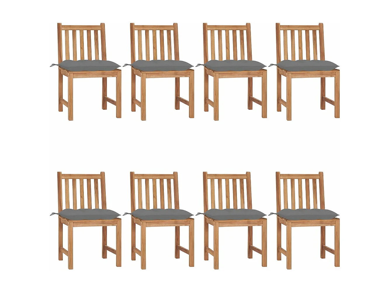 Chaises de jardin 8 pcs avec coussins Bois de teck massif