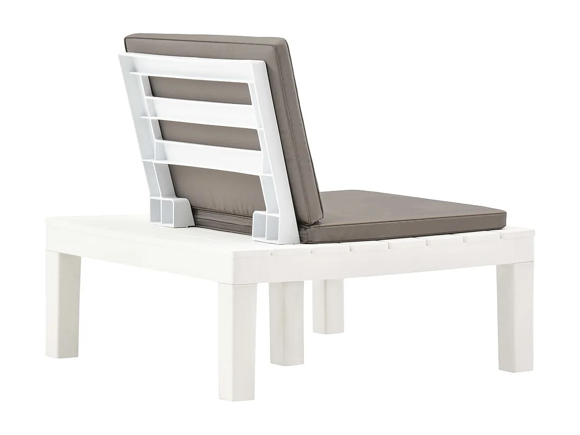 Chaise de salon de jardin avec coussin Plastique Blanc
