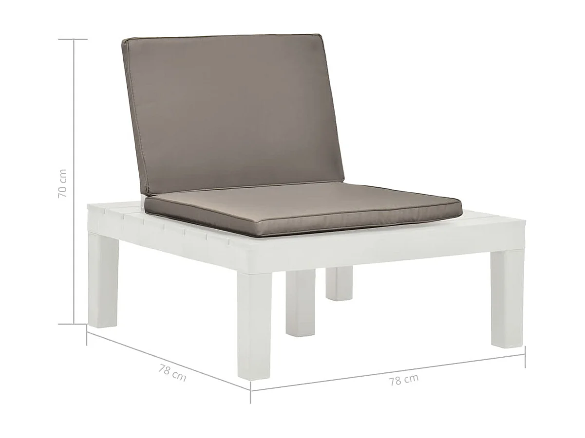 Chaise de salon de jardin avec coussin Plastique Blanc