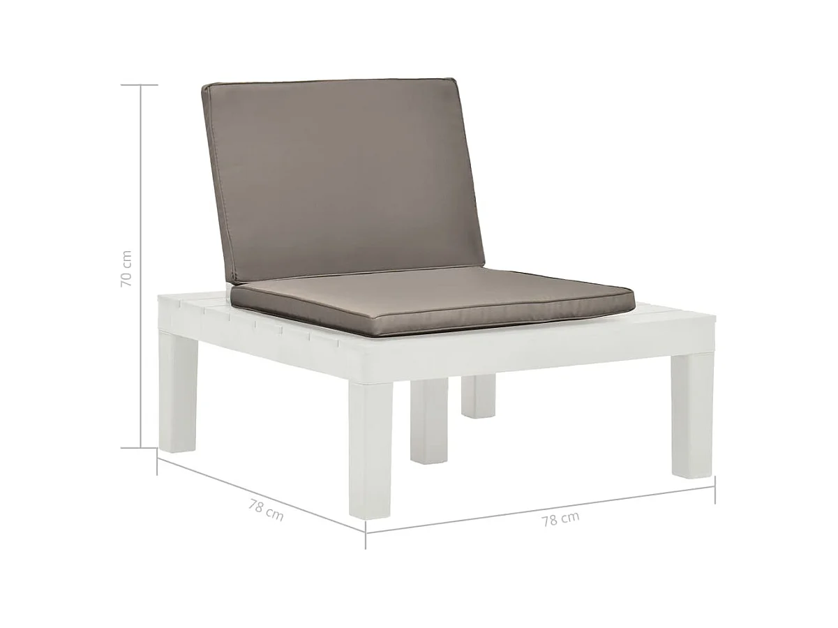Sedia per arredo da giardino con cuscino in Plastica Bianca