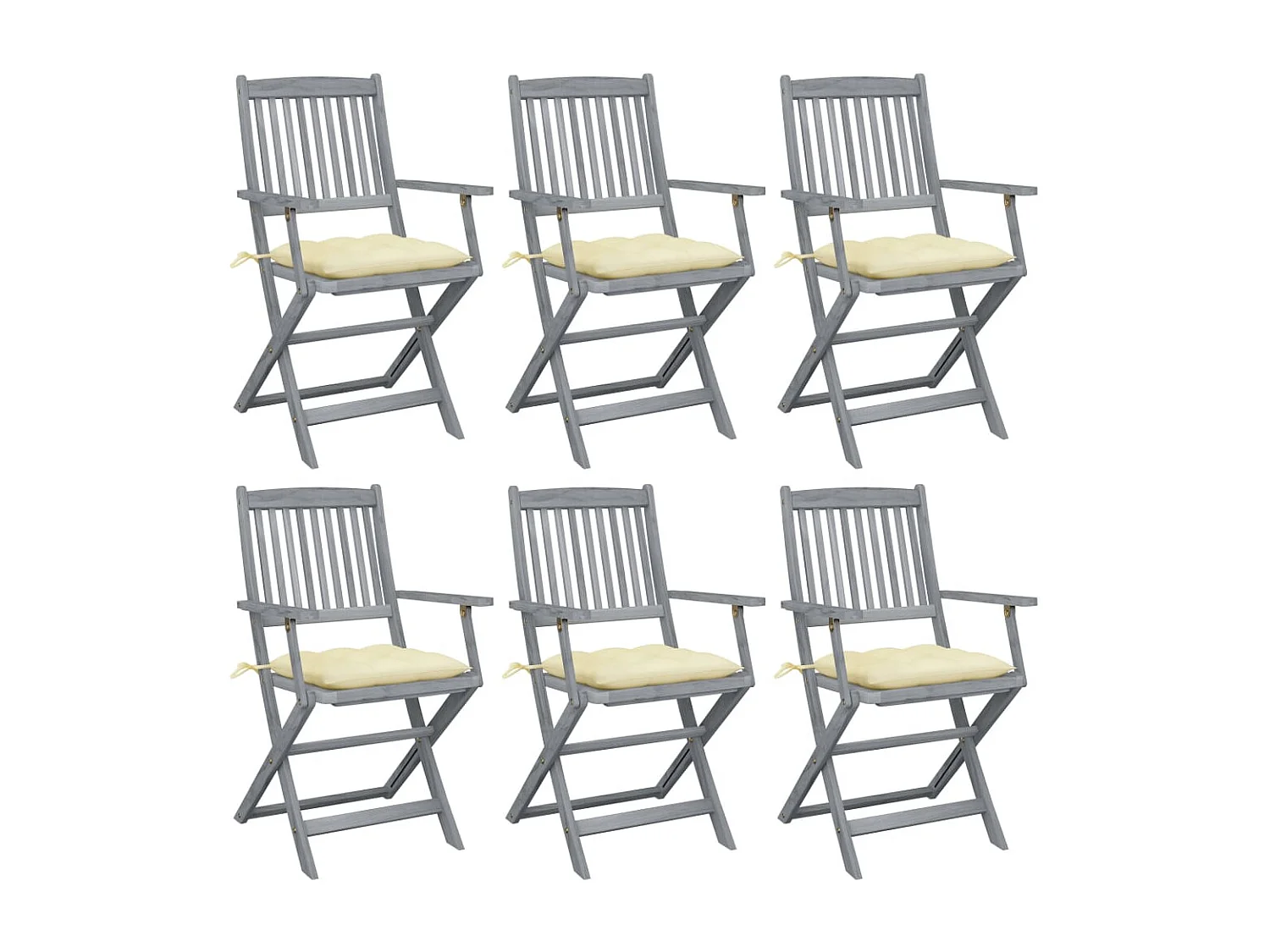 Chaises pliables d'extérieur 6 pcs avec coussins Bois d'acacia