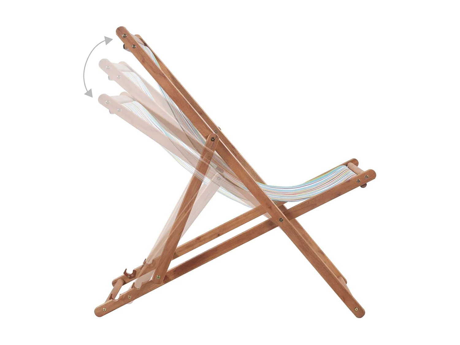 Chaise pliable de plage Tissu et cadre en bois Multicolore