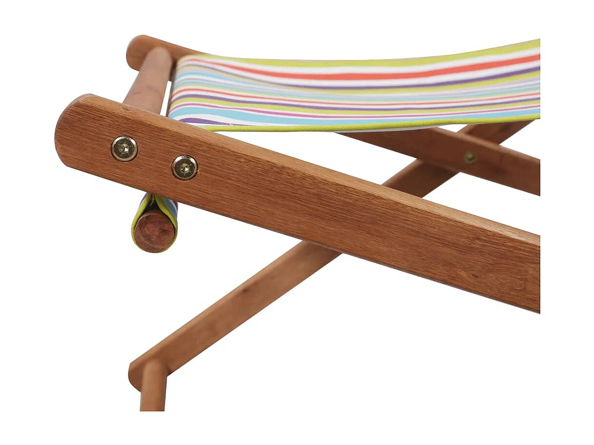 Chaise pliable de plage Tissu et cadre en bois Multicolore