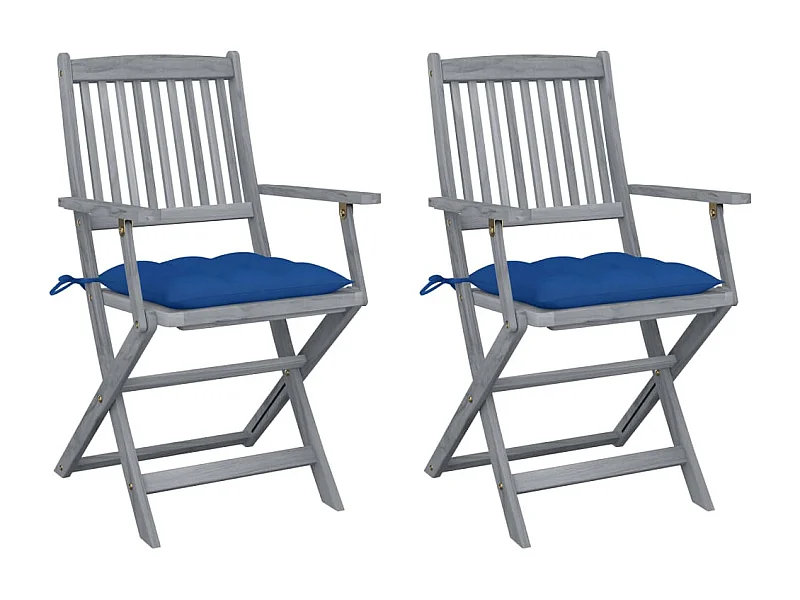 Sedie pieghevoli da esterno 2 pz con cuscini Legno di acacia