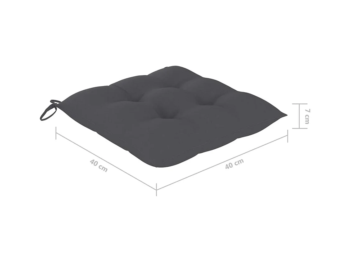 Sedie da giardino 2 pz con cuscini antracite Legno di teak