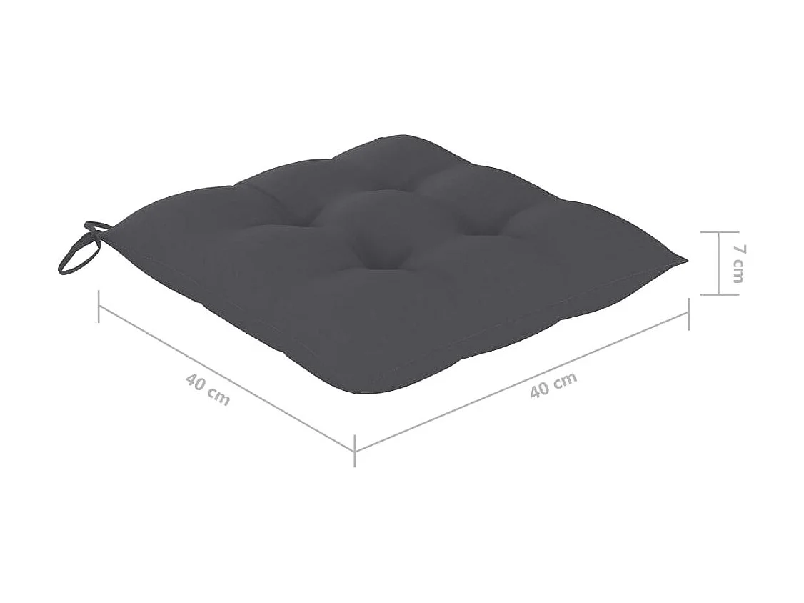 Chaises de jardin 2 pcs avec coussins anthracite Bois de teck