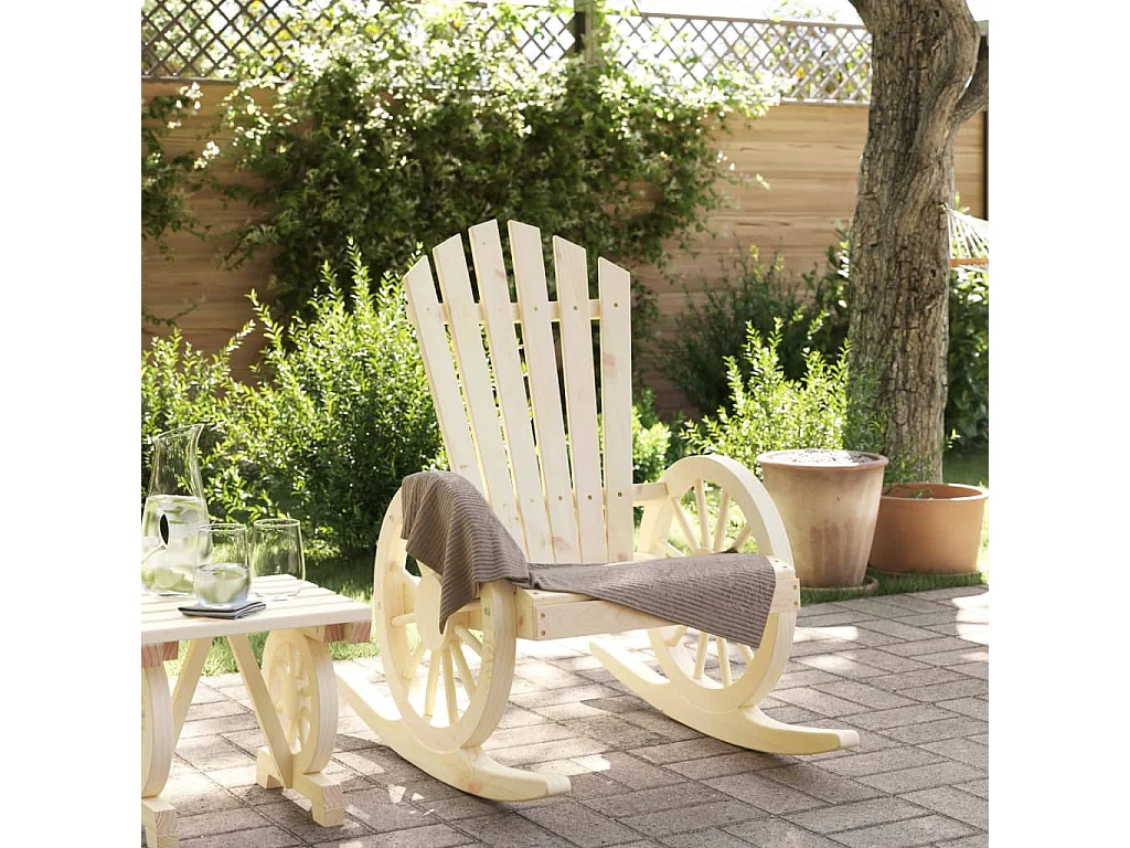 Mecedora Adirondack de madera maciza de abeto