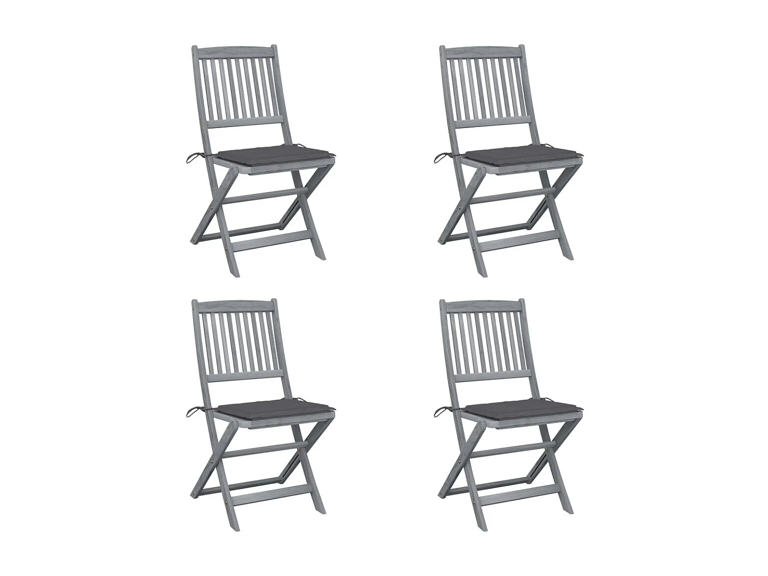 Chaises pliables d'extérieur 4 pcs avec coussins Bois d'acacia