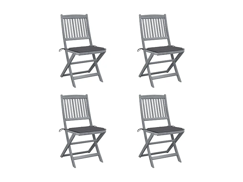 Sillas plegables de exterior 4 piezas con cojines madera de Acacia