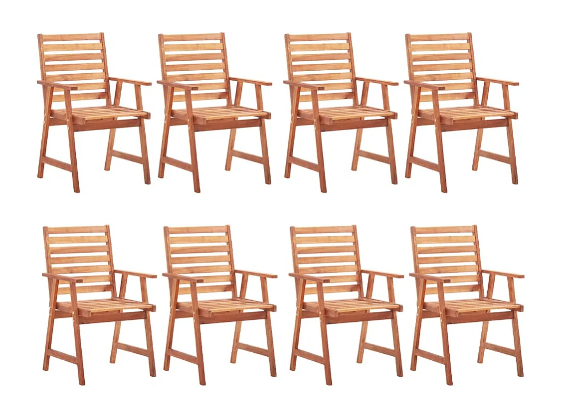 8 stuks tuinstoelen met massieve acaciakussens