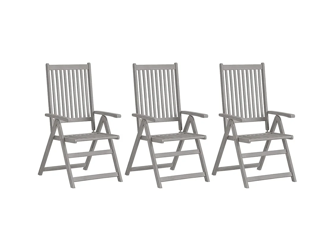 Chaises inclinables de jardin 3 pcs avec coussins Bois d'acacia