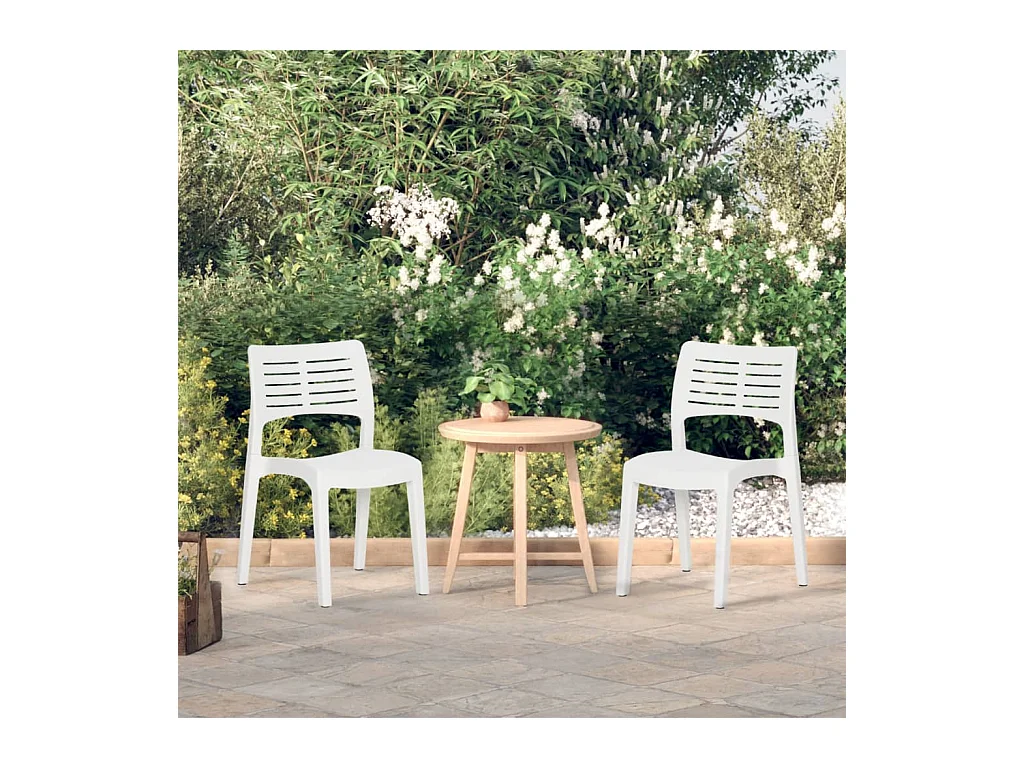 Chaises de jardin lot de 2 Blanc Polypropylène
