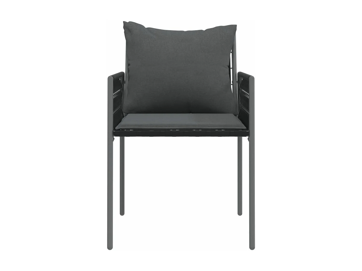 Set di 2 sedie da giardino con cuscini in rattan nero 54x61x83 cm