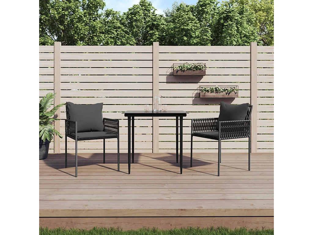 Chaises de jardin avec coussins lot de 2 noir 54x61x83 cm rotin