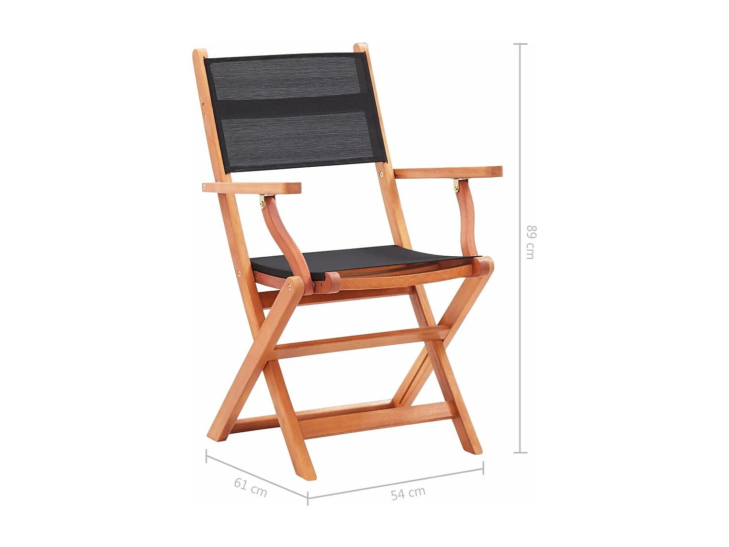 Set di 2 sedie da giardino pieghevoli in Textilene di eucalipto nero