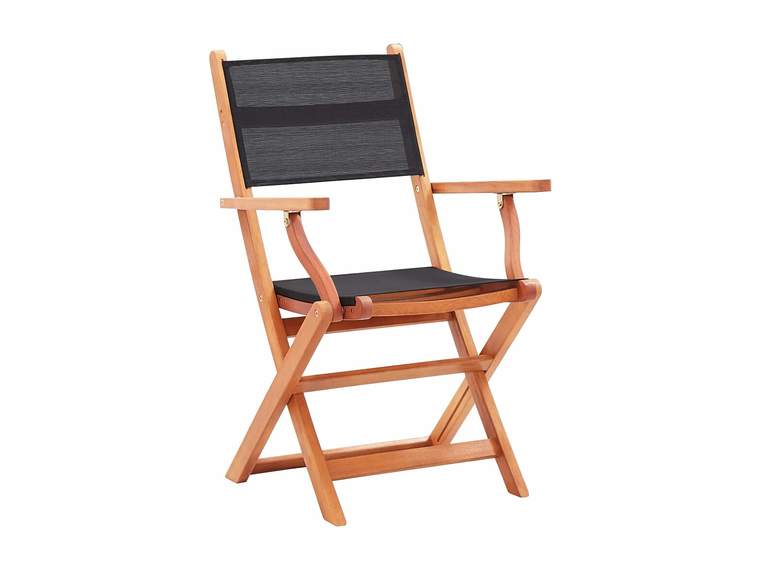 Conjunto de cadeiras de jardim dobráveis de 2 eucaliptos têxteis pretos