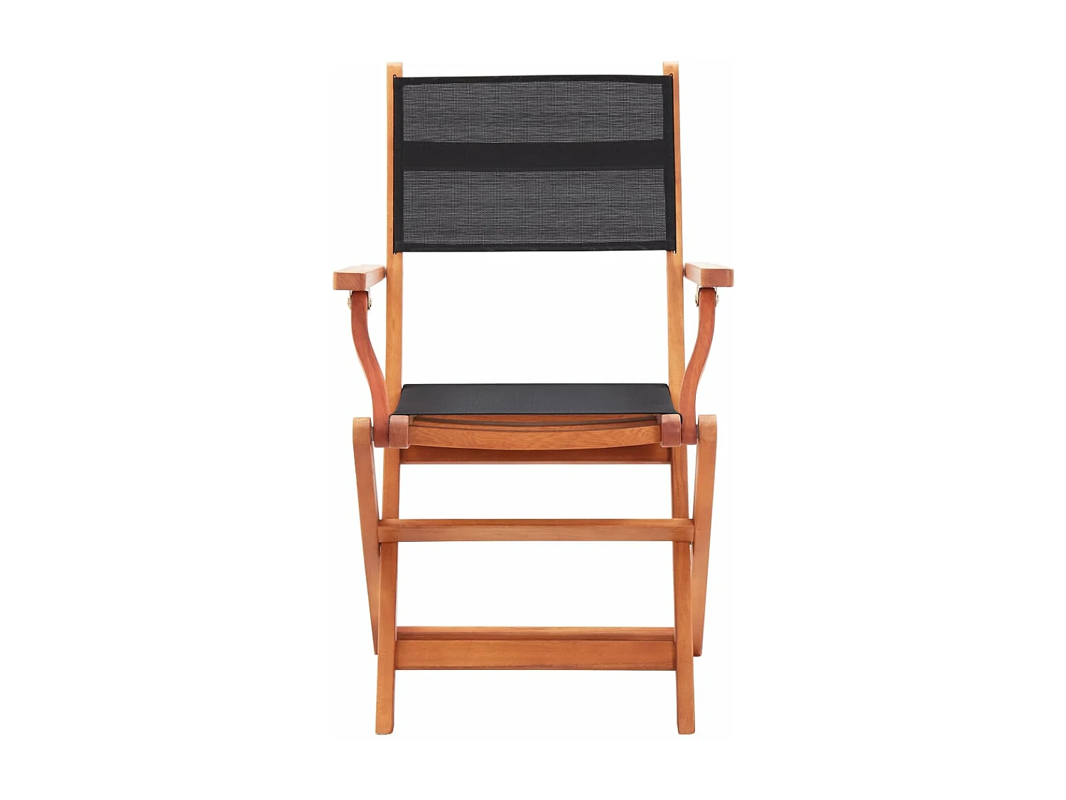 Conjunto de cadeiras de jardim dobráveis de 2 eucaliptos têxteis pretos