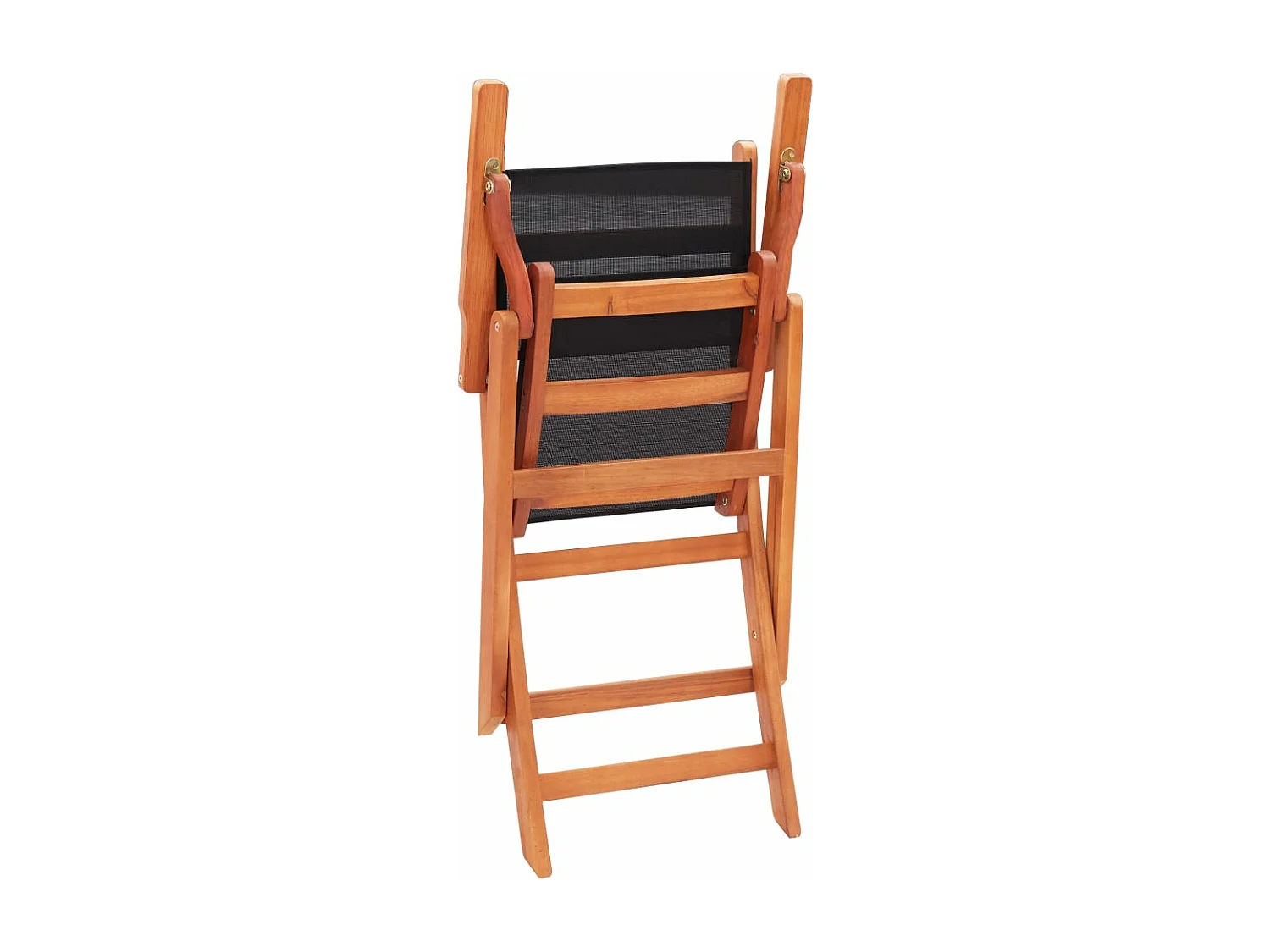 Conjunto de cadeiras de jardim dobráveis de 2 eucaliptos têxteis pretos