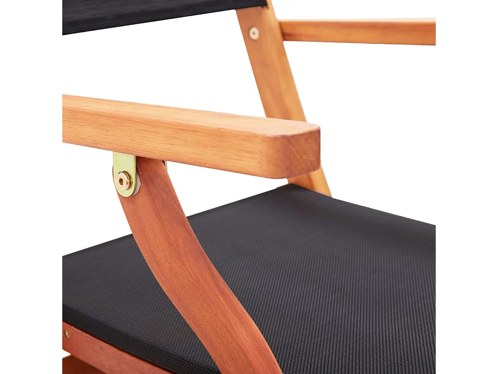 Conjunto de cadeiras de jardim dobráveis de 2 eucaliptos têxteis pretos