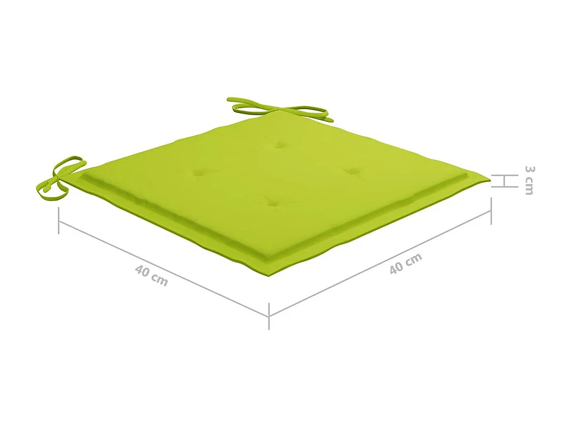 Sedie da giardino con cuscini verde brillante 2 pz. Legno di Teak