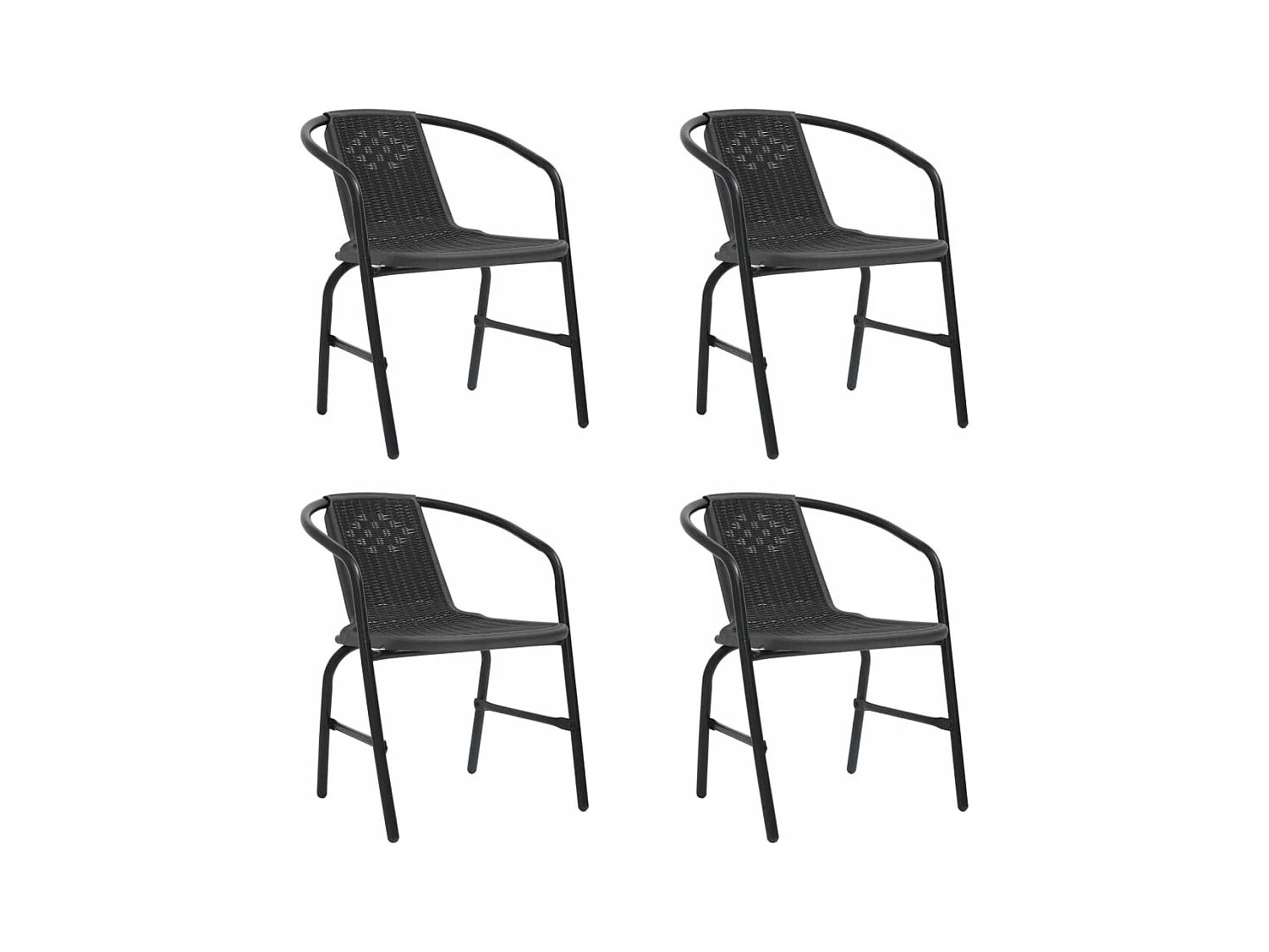Chaises de jardin lot de 4 Rotin plastique et acier 110 kg