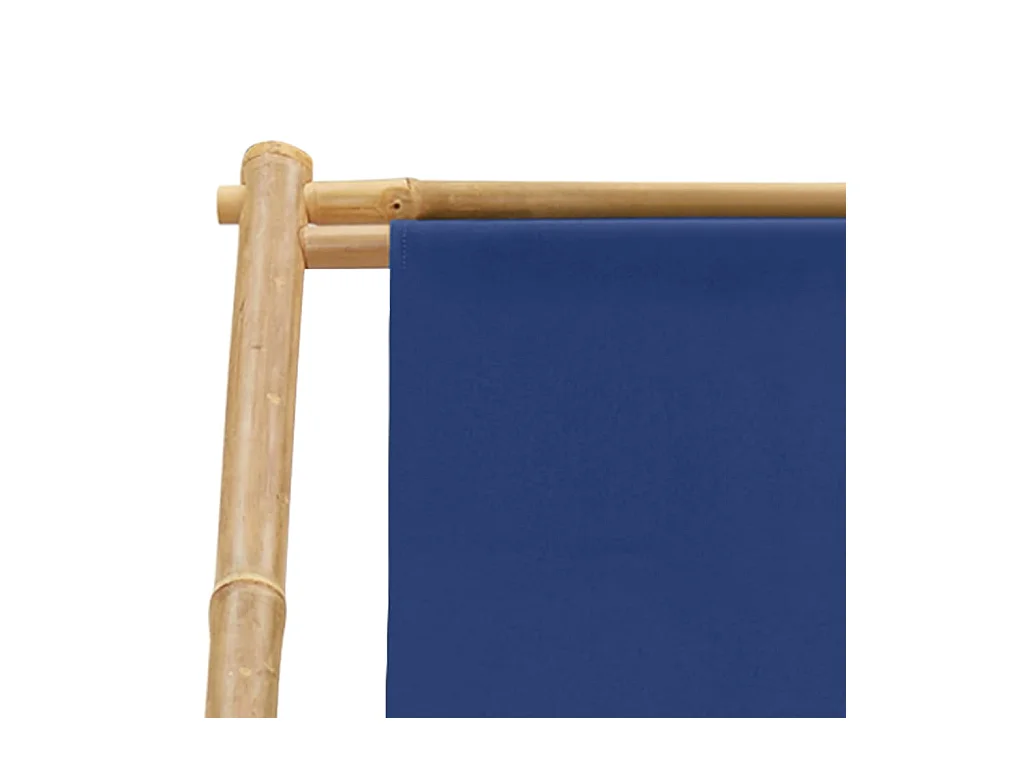 Chaise de terrasse Bambou et toile Bleu marine