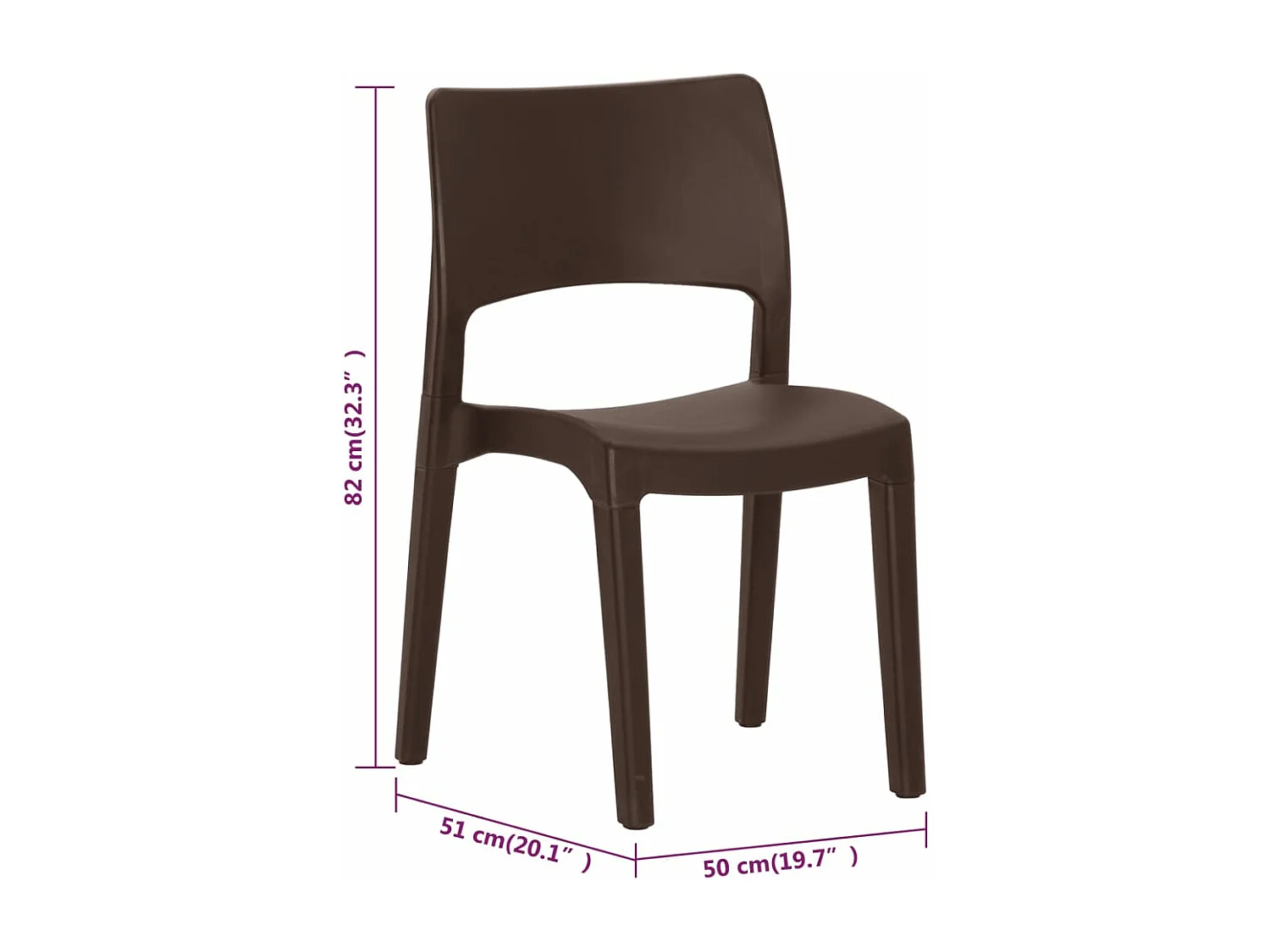 Chaises de jardin lot de 2 Moka Polypropylène