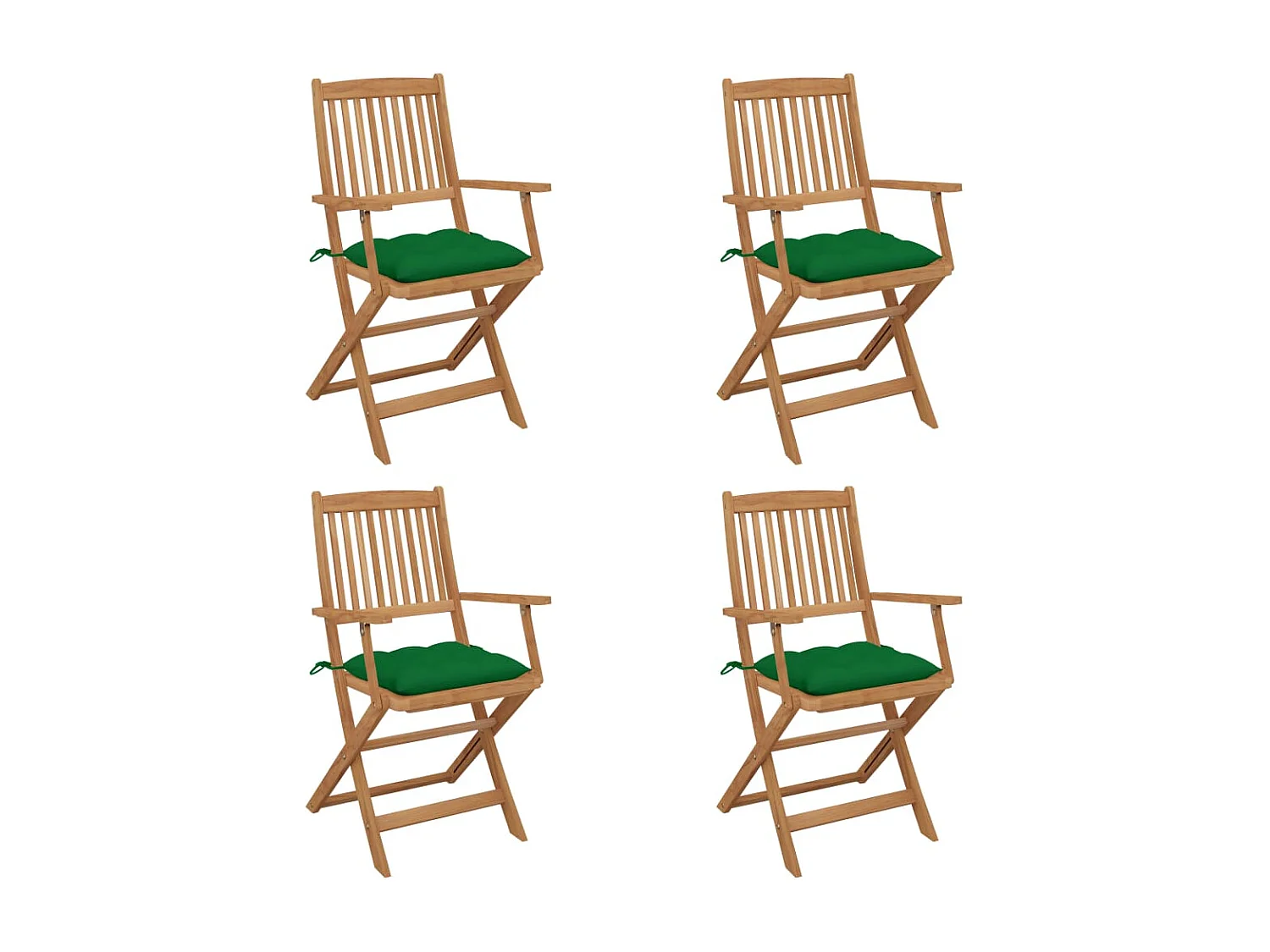 Chaises pliables de jardin 4 pcs avec coussins Bois d'acacia