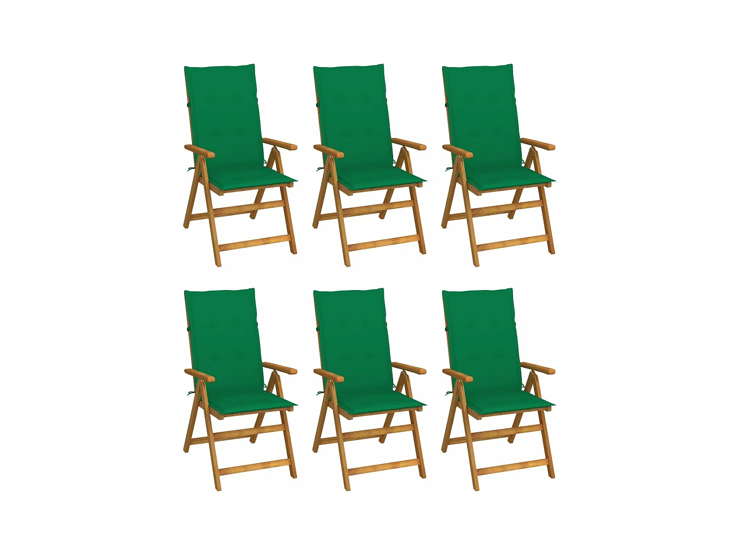 Chaises pliables de jardin 6 pcs avec coussins Bois d'acacia