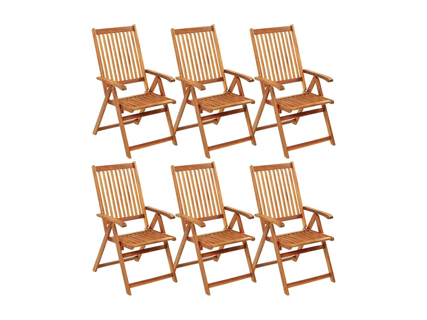 Chaises pliables de jardin 6 pcs avec coussins Bois d'acacia