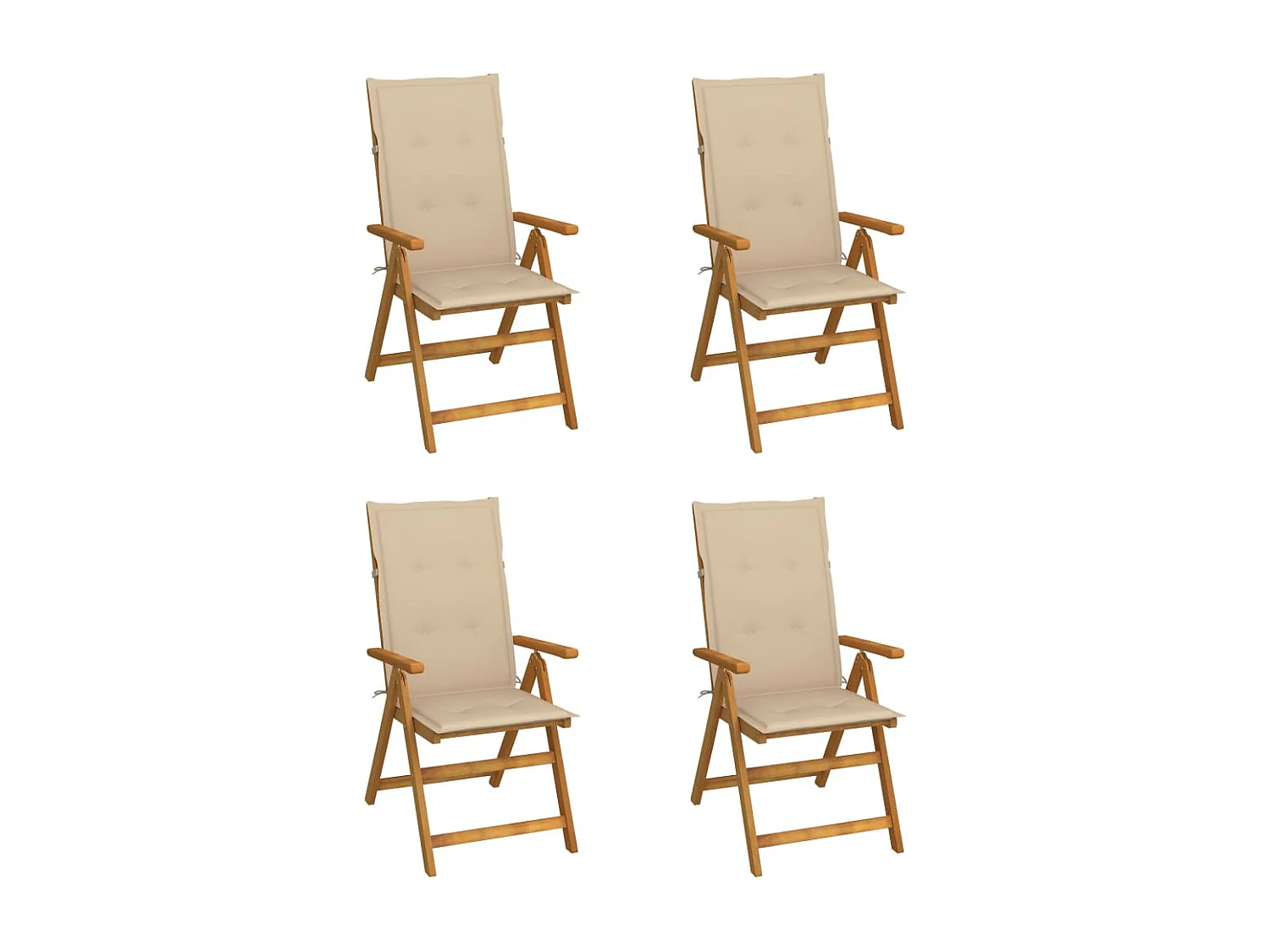 Chaises inclinables de jardin 4 pcs avec coussins Bois d'acacia