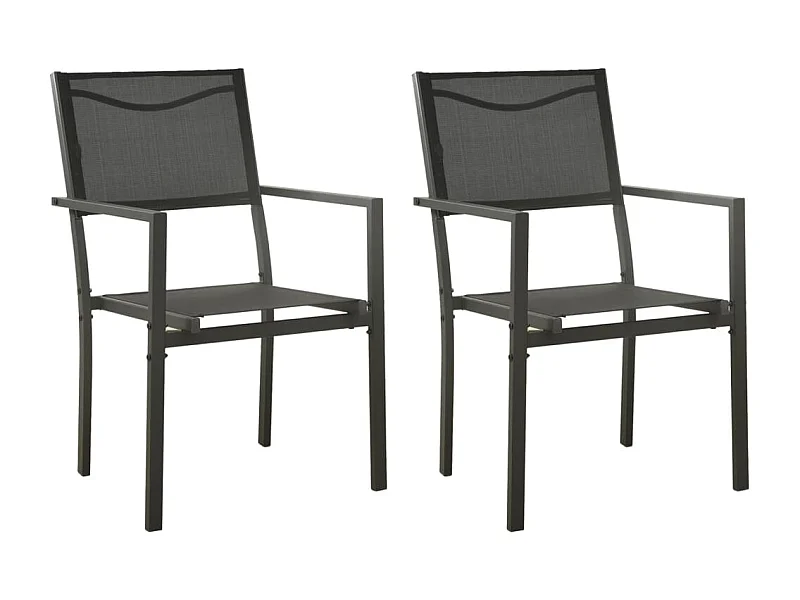 Chaises de jardin lot de 2 Textilène et acier Noir anthracite