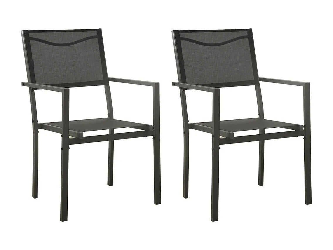 Chaises de jardin lot de 2 Textilène et acier Noir anthracite