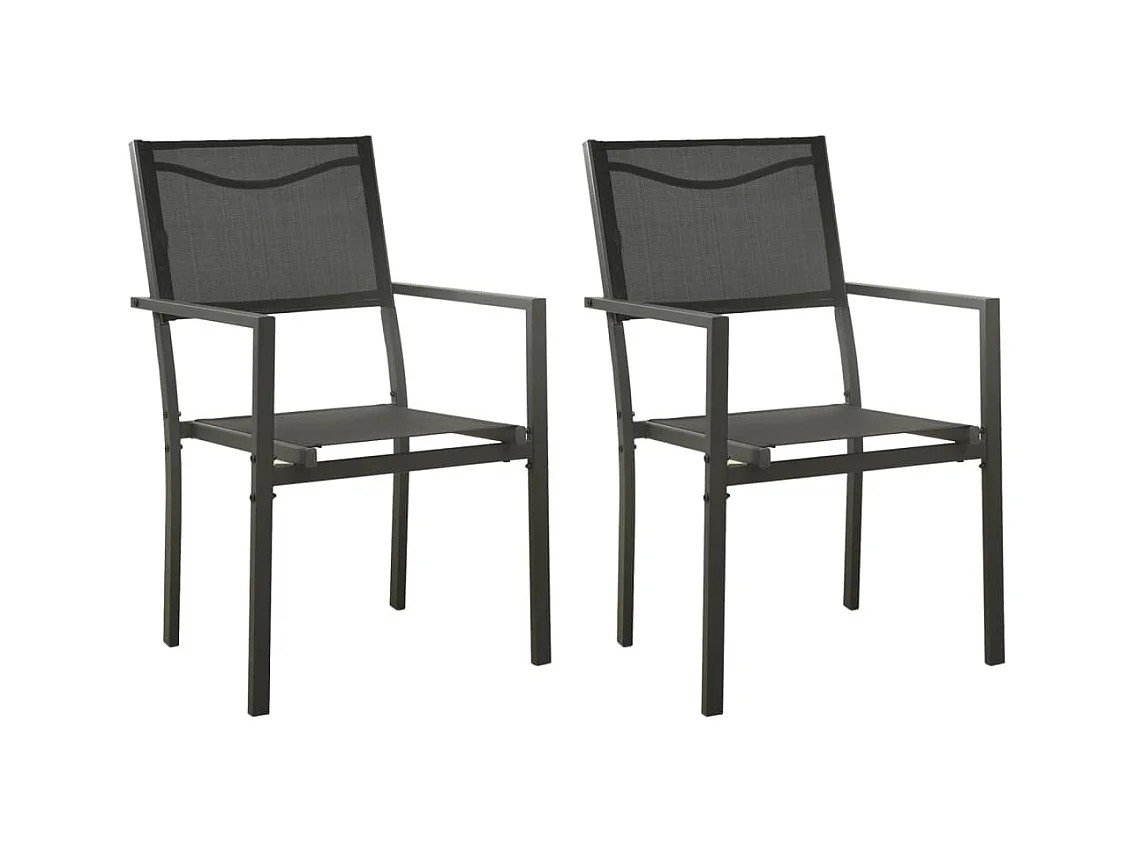 Chaises de jardin lot de 2 Textilène et acier Noir anthracite