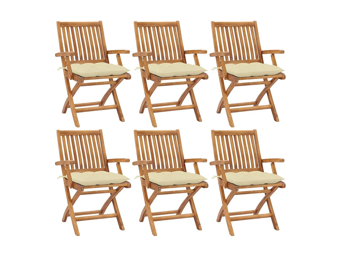 Cadeiras de jardim dobráveis com almofadas 6 unidades de madeira teca