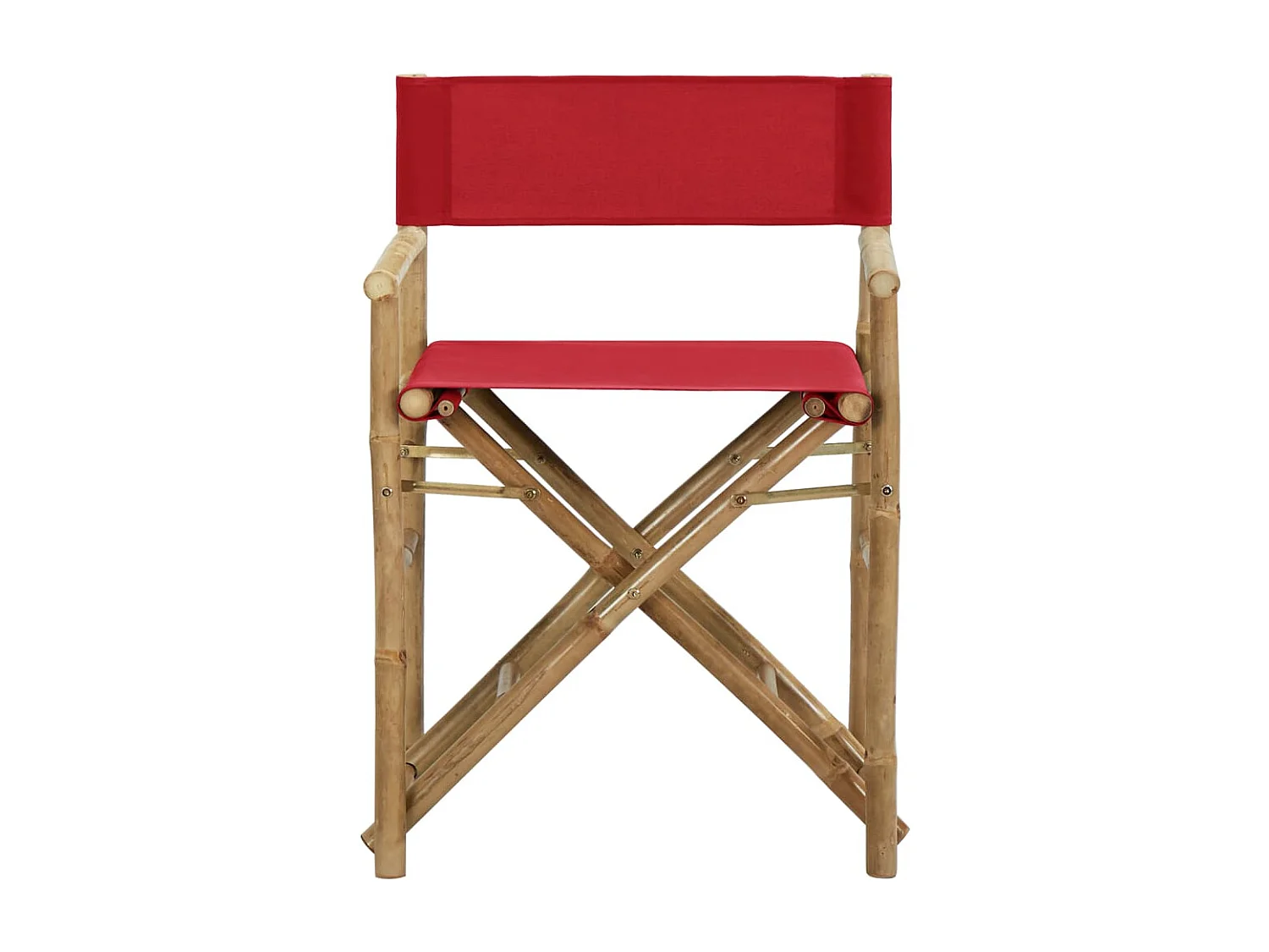 Chaises pliables de directeur 2 pcs Rouge Bambou et tissu