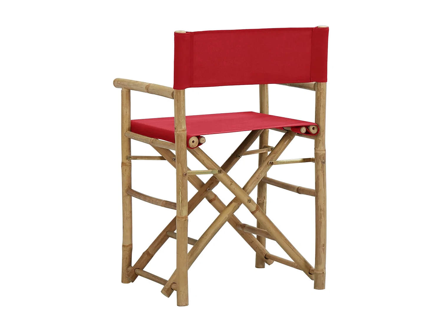 Chaises pliables de directeur 2 pcs Rouge Bambou et tissu