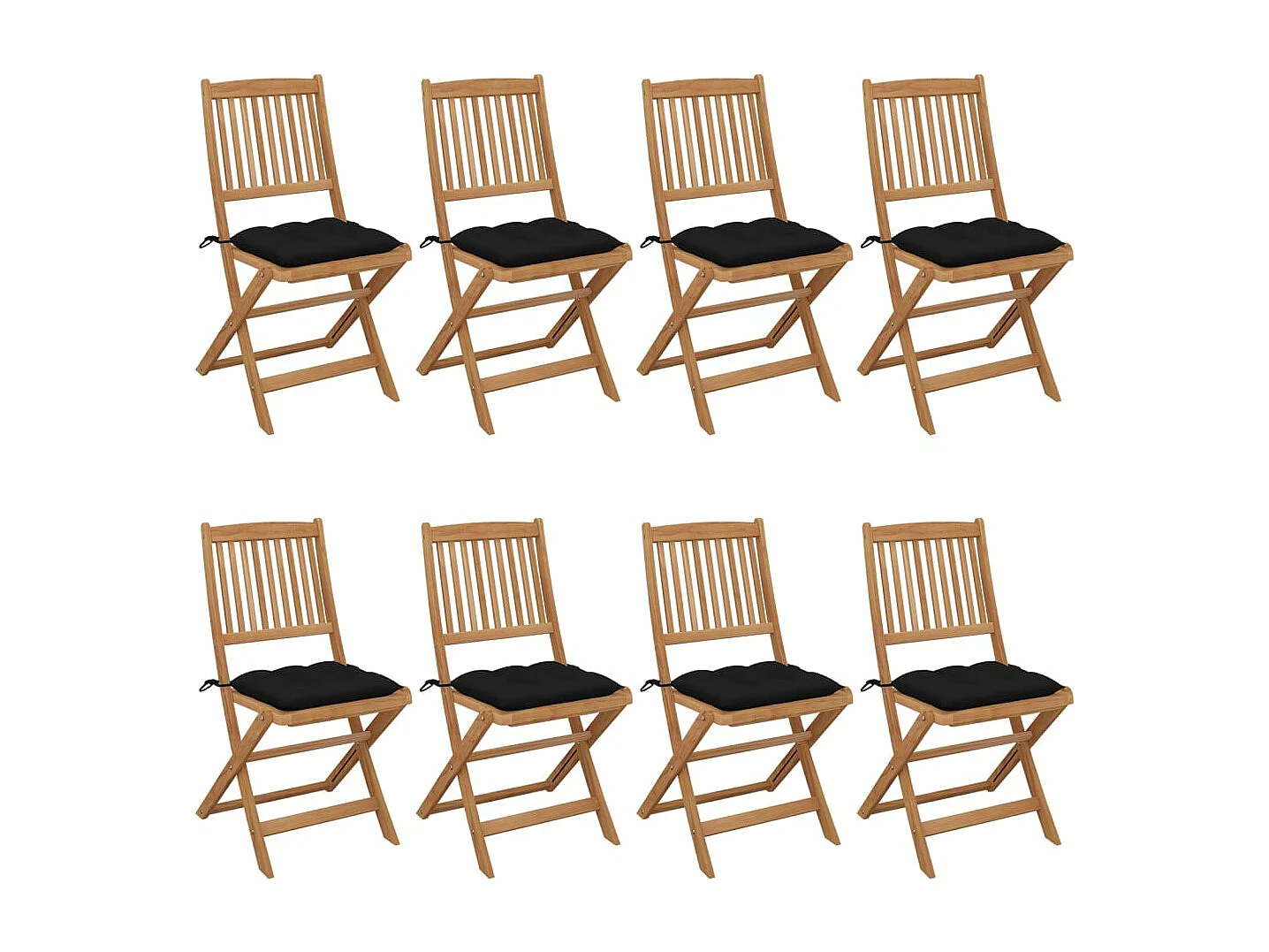 Sedie da giardino pieghevoli 8 pz con cuscini Legno di acacia