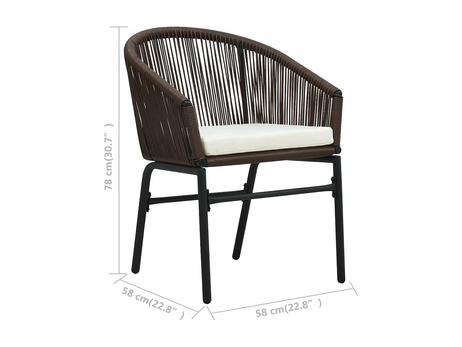 Chaises de jardin lot de 2 Marron Rotin PE