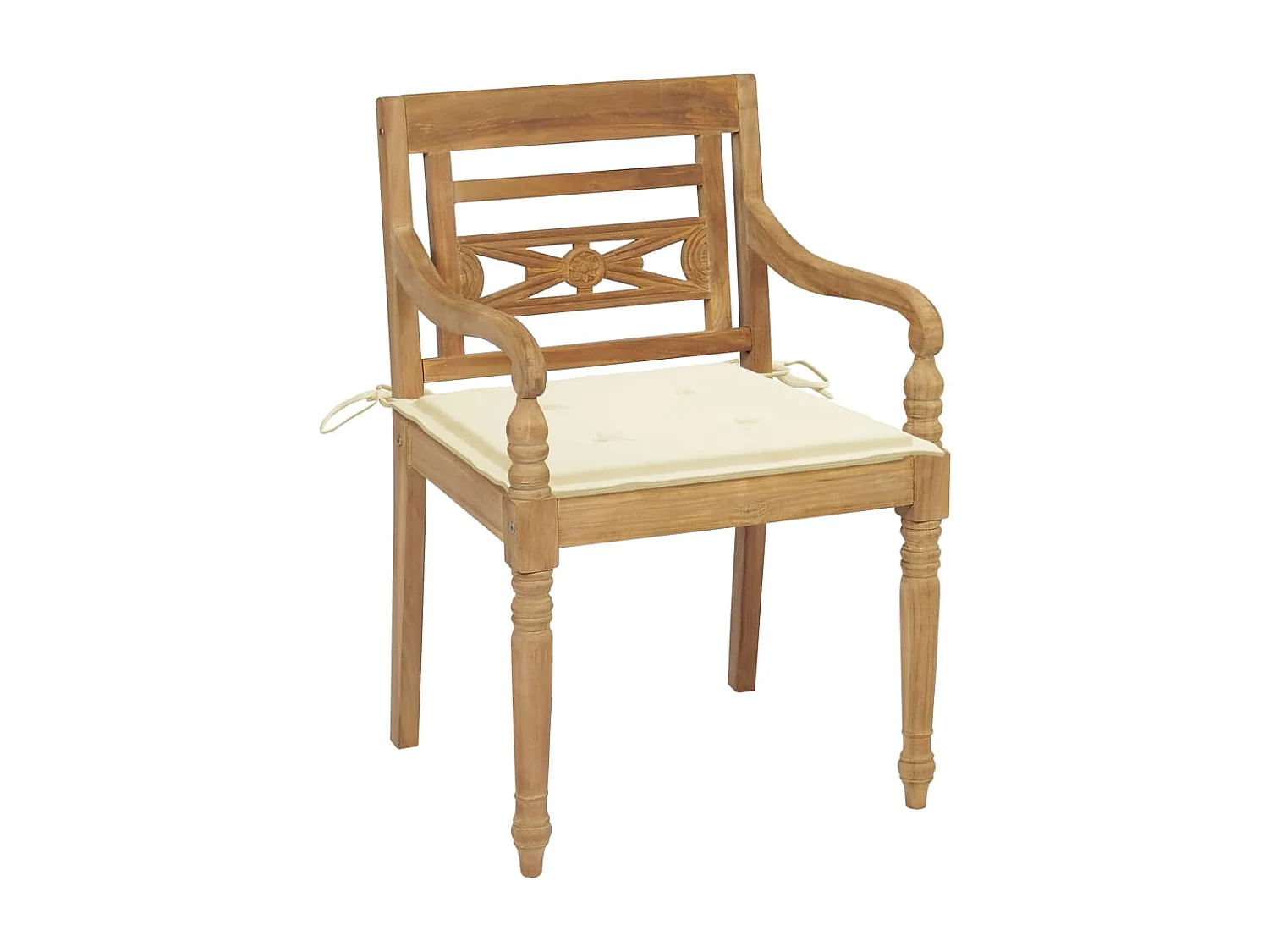 Chaises Batavia 2 pcs avec coussins crème Bois de teck massif