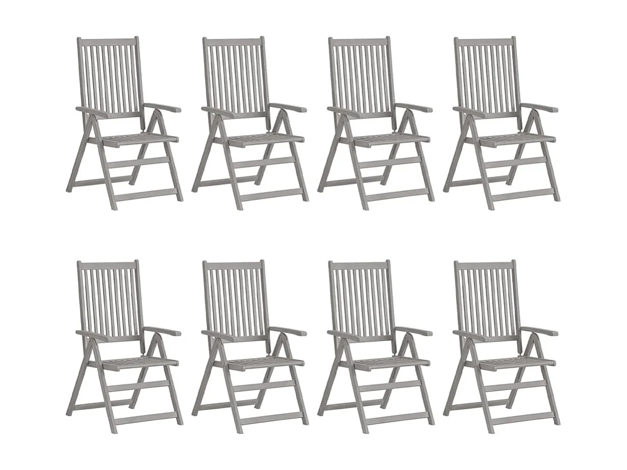 Liggende tuinstoelen met kussens 8 stuks Acaciagrijs