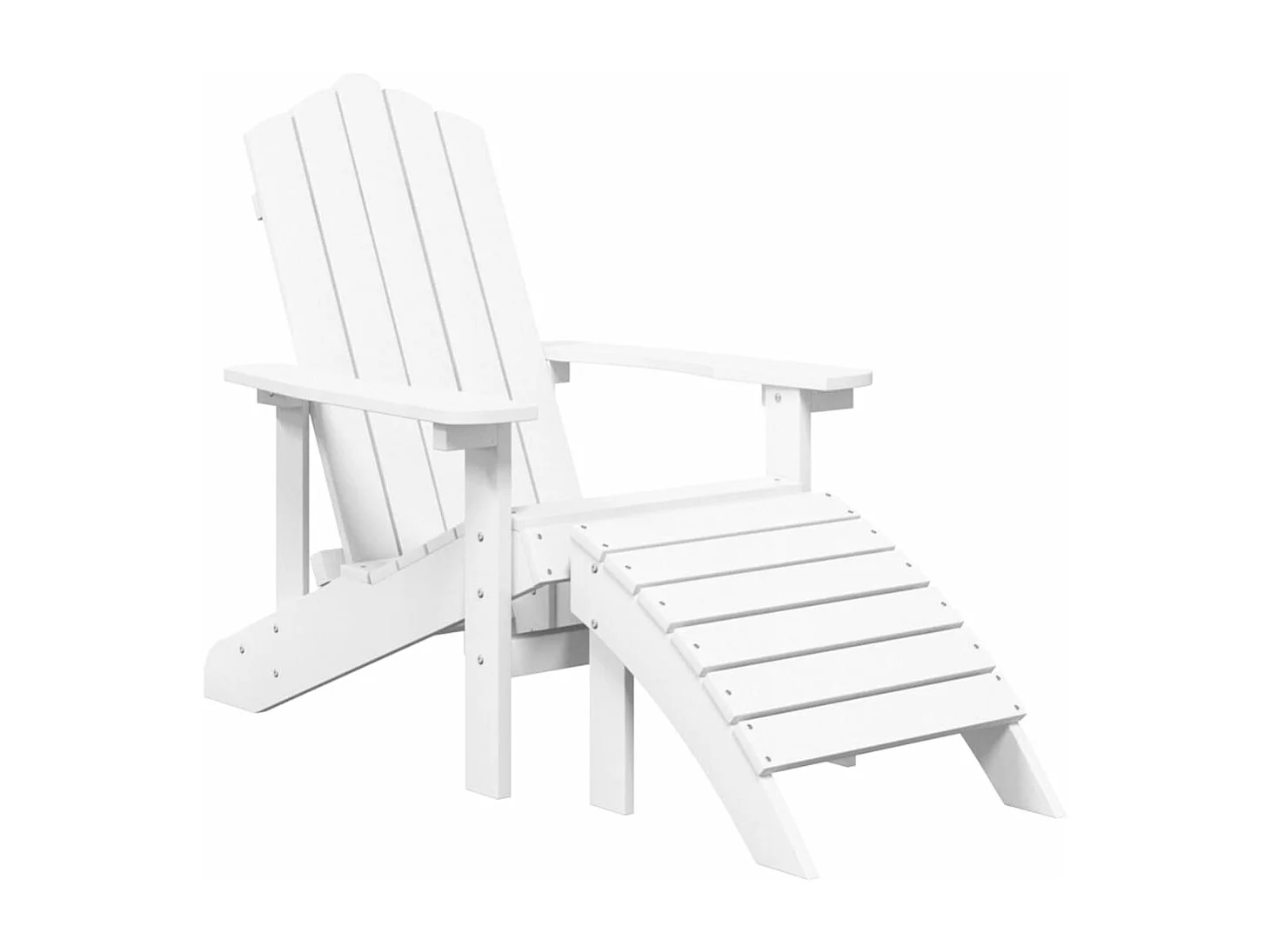 Chaise de jardin Adirondack avec repose-pied PEHD Blanc